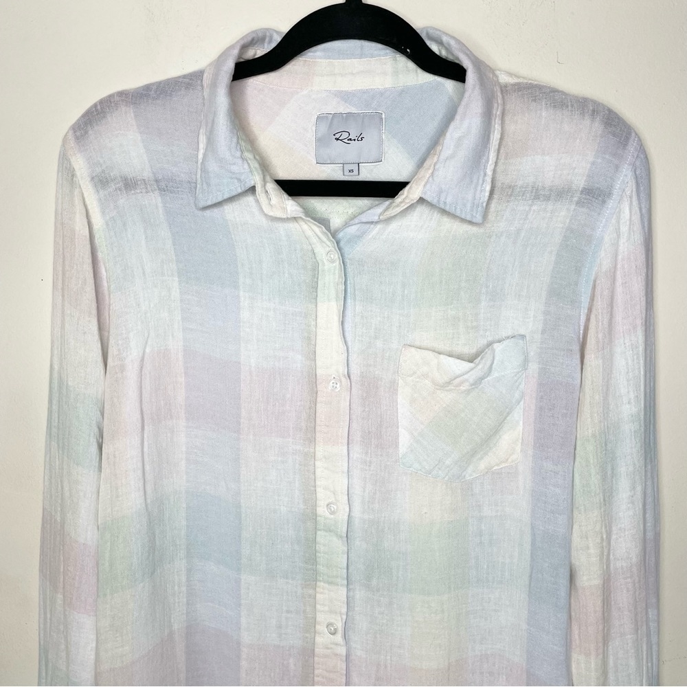 Rails Charli Pastel Buffalo Button Down Shirt Lin… - image 8